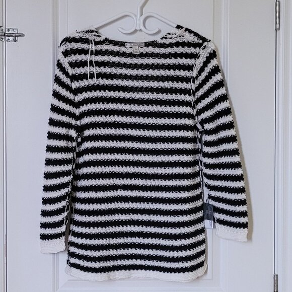 Dana Buchman sweater black and white striped plus size XL pull over v-neck loose - Picture 8 of 13
